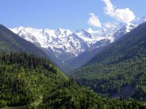 The Caucasus Mountains of northern Georgia.