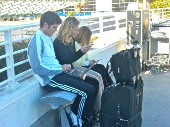 Modern family between flights at Los Angeles International Airport. Photo: Wendy Redal