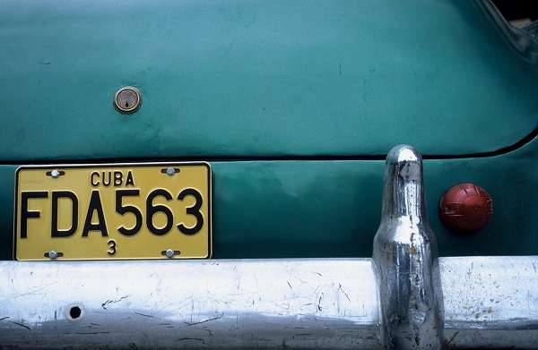 Old car in Cuba, liscense plate
