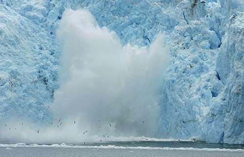 The calving of glaciers is one of the largest contributors to sea level rise. ©Eric Rock