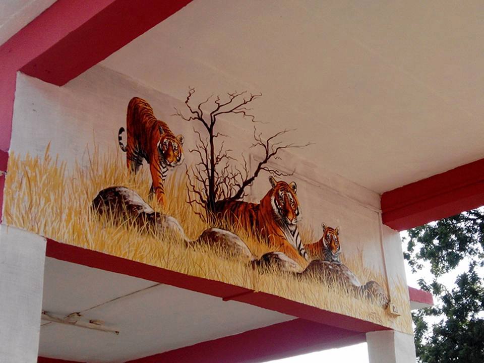 Tiger mural at Sawai Madhopur Railway Station