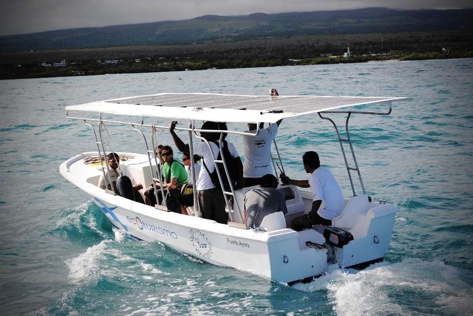 Originally confiscated from illegal fishing operations; WWF transformed this boat to demonstrate the importance of renewable energy and the need for a smaller human footprint in this delicate marine environment. WWF encourages the community to adopt energy alternatives and uses the boat as an educational tool. © WWF-Ecuador