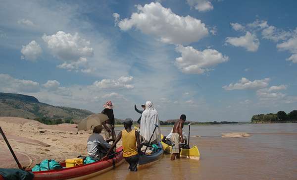 Wading in the Manambolo in Madagascar