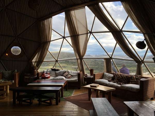 View from inside the community dome at EcoCamp Patagonia