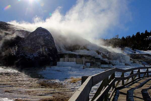 Crisp Winter day Mammoth Hot Springs, Yellowstone National Park 