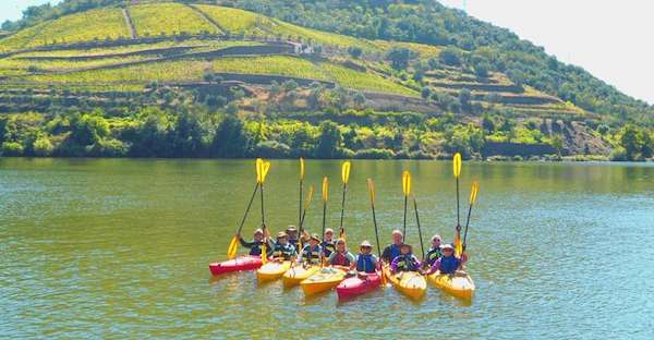 Kayakers on the Douro River in Portugal.