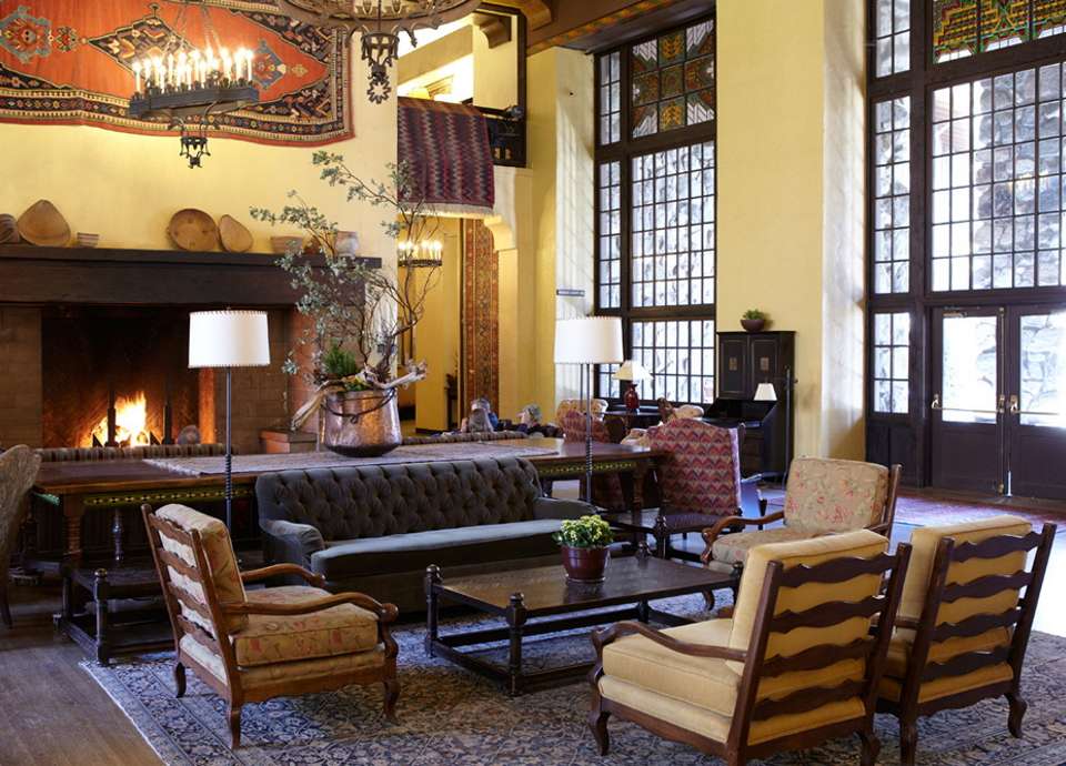 The Grand Lounge of the Ahwahnee hotel in Yosemite.