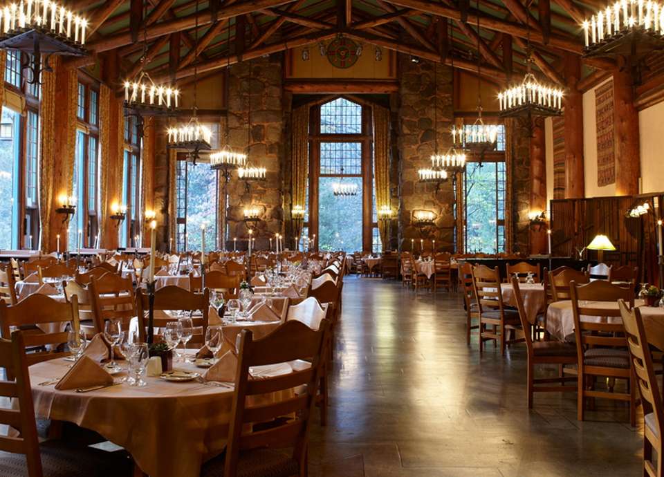 The Dining Room of the Ahwahnee Hotel in Yosemite.