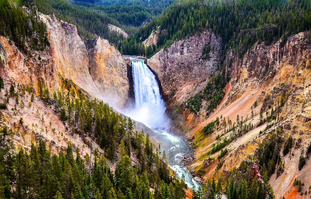 Waterfalls abound in Yellowstone National Park.