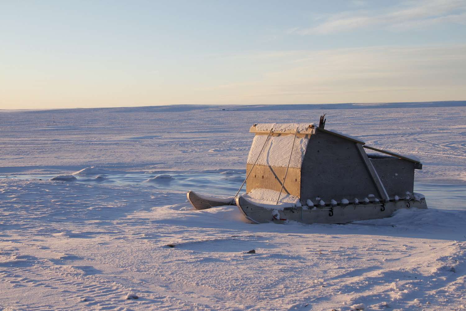 A qamutiik, traditional Inuit sled, in the Canadian High Arctic