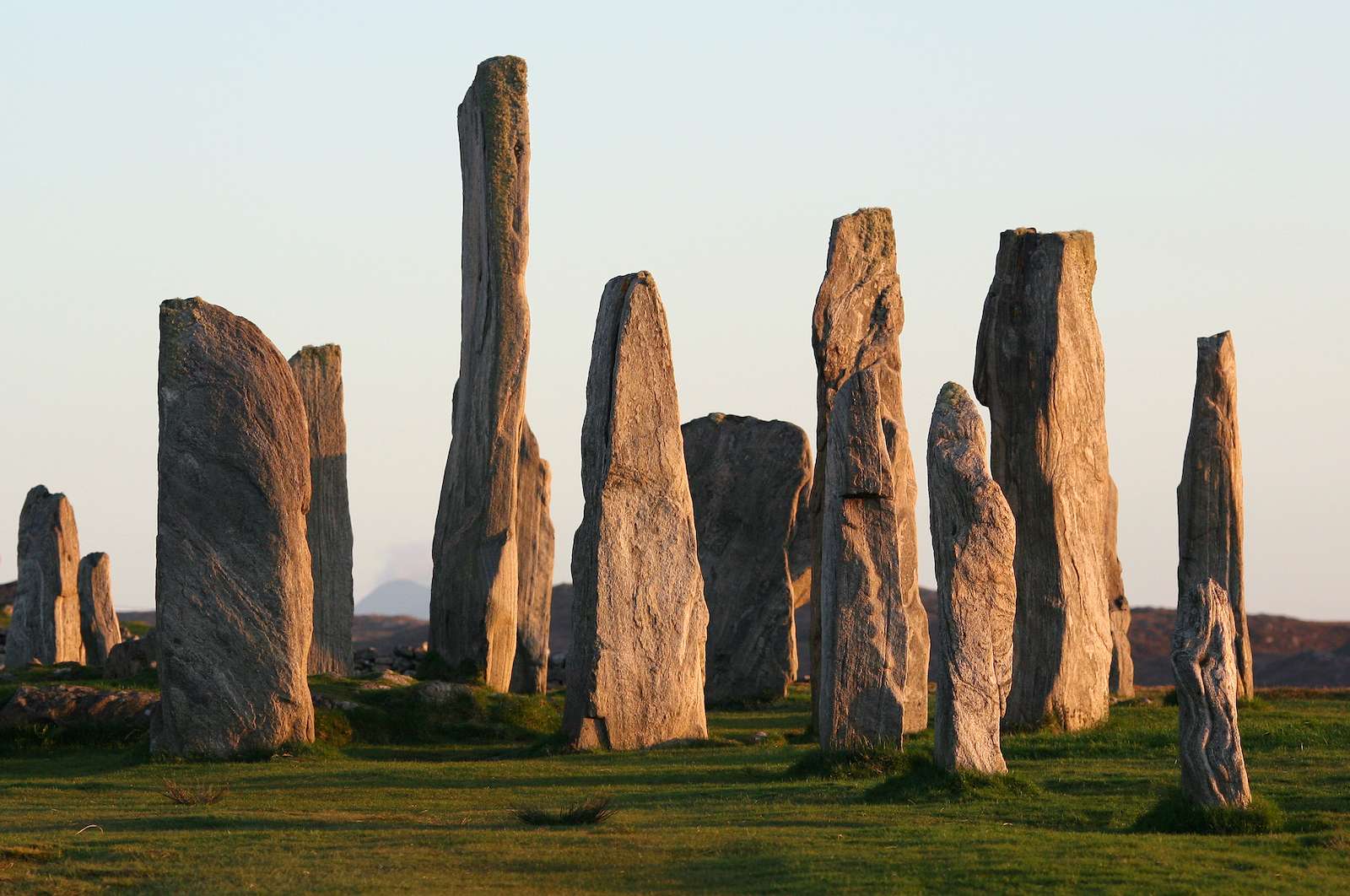 Standing stone circle, Callanish, Outer Hebrides. Photographed in late evening sunlight.