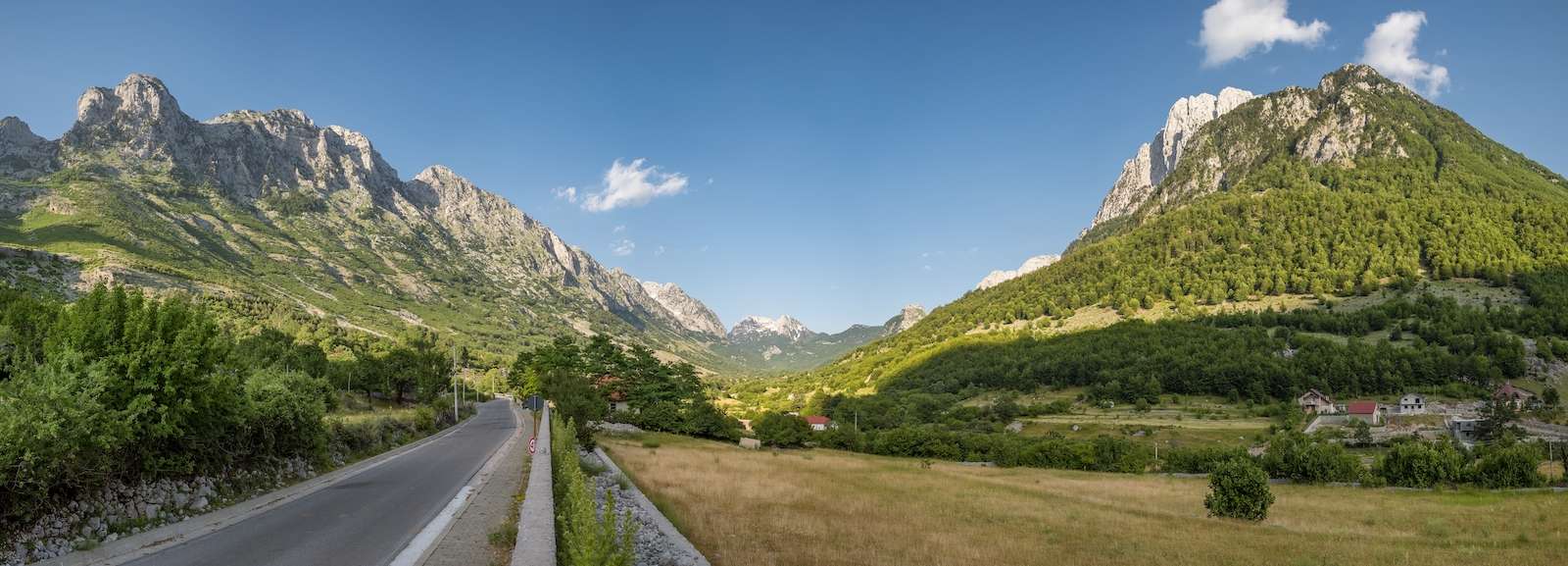 Big panorama of the Boge valley in summer in Albania
