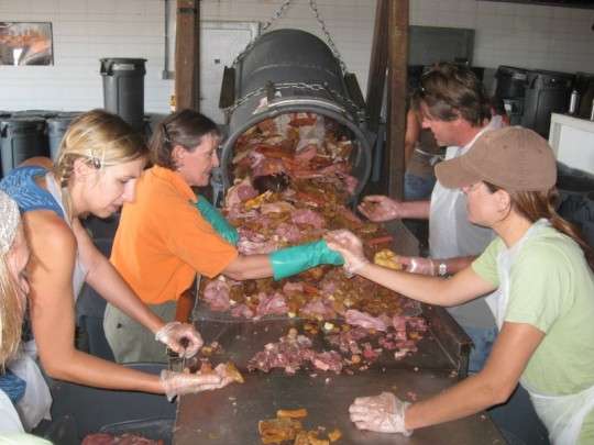 NHA Staff Sorting Meat