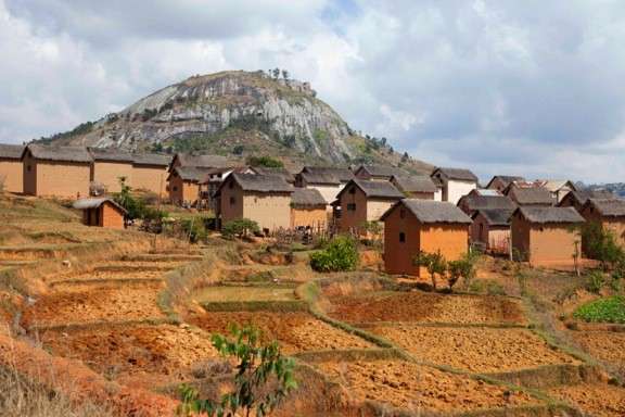Traditional countryside village in Southern Madagascar