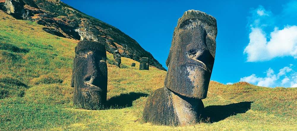 monolithic moai statues on Easter Island