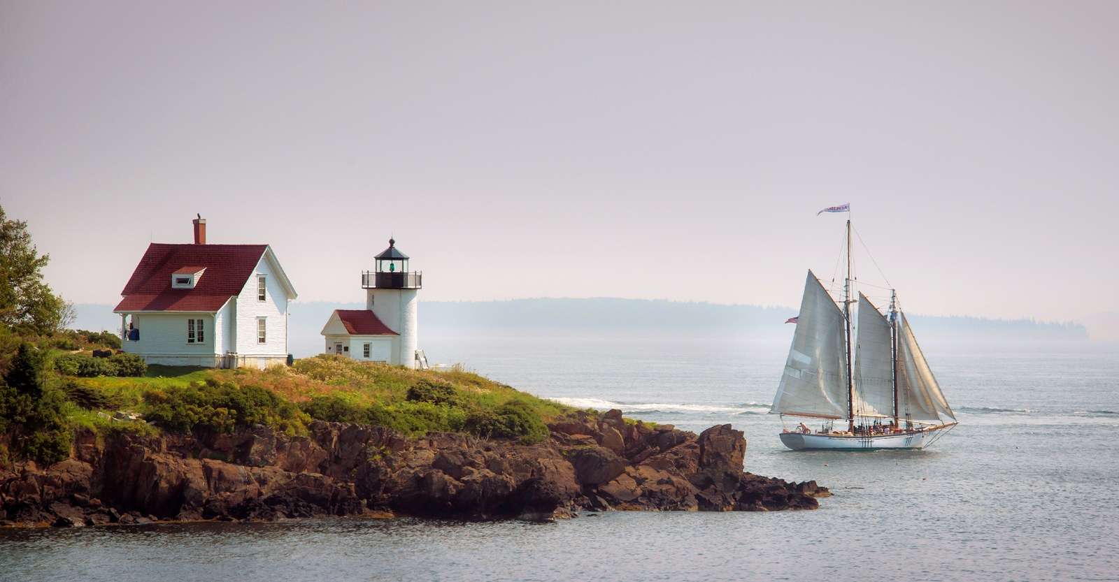Schooner, Curtis Island Lighthouse, Camden, Maine.