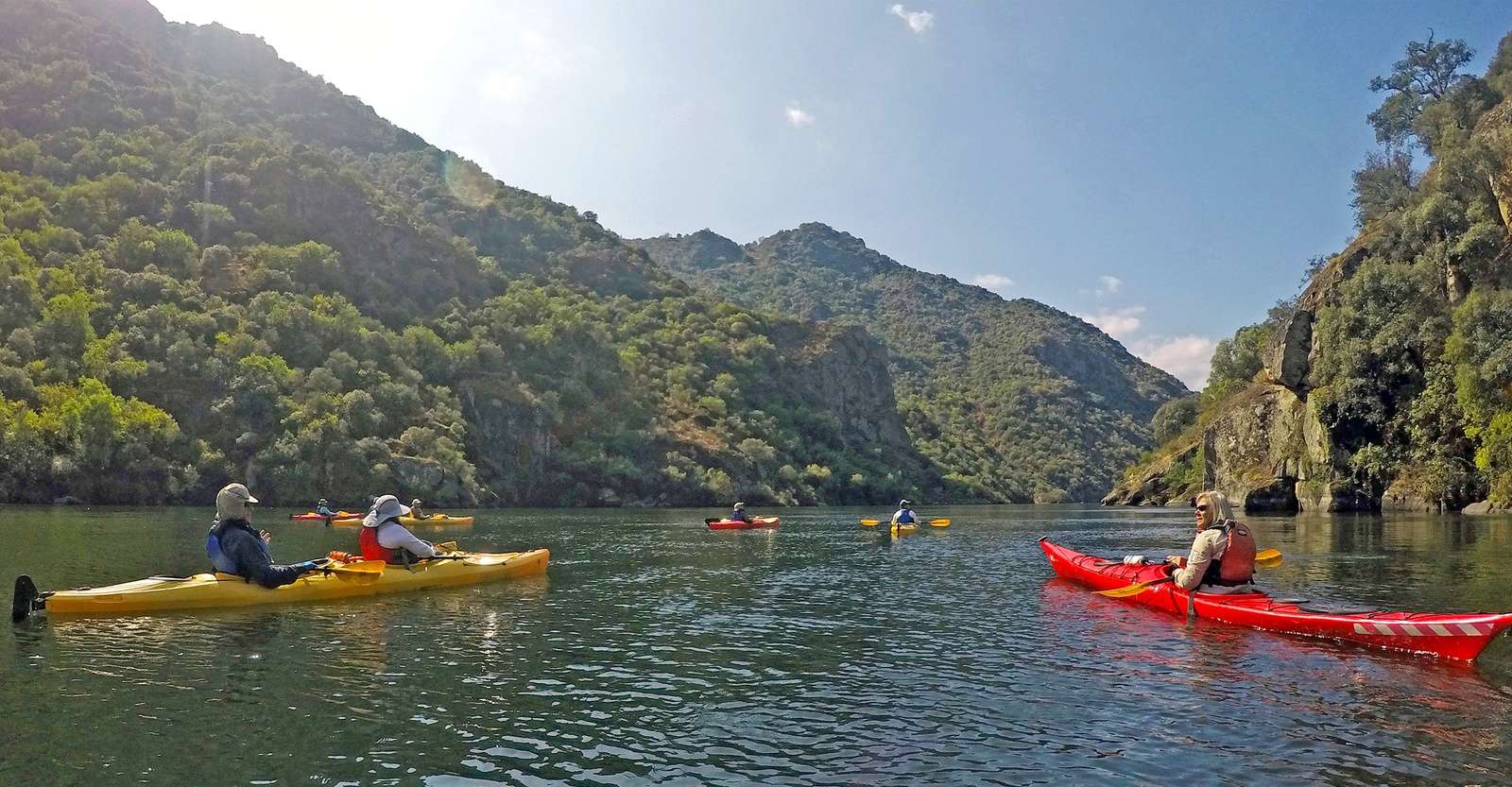 Nat Hab guests kayaking, Douro River, Douro Valley, Portugal.
