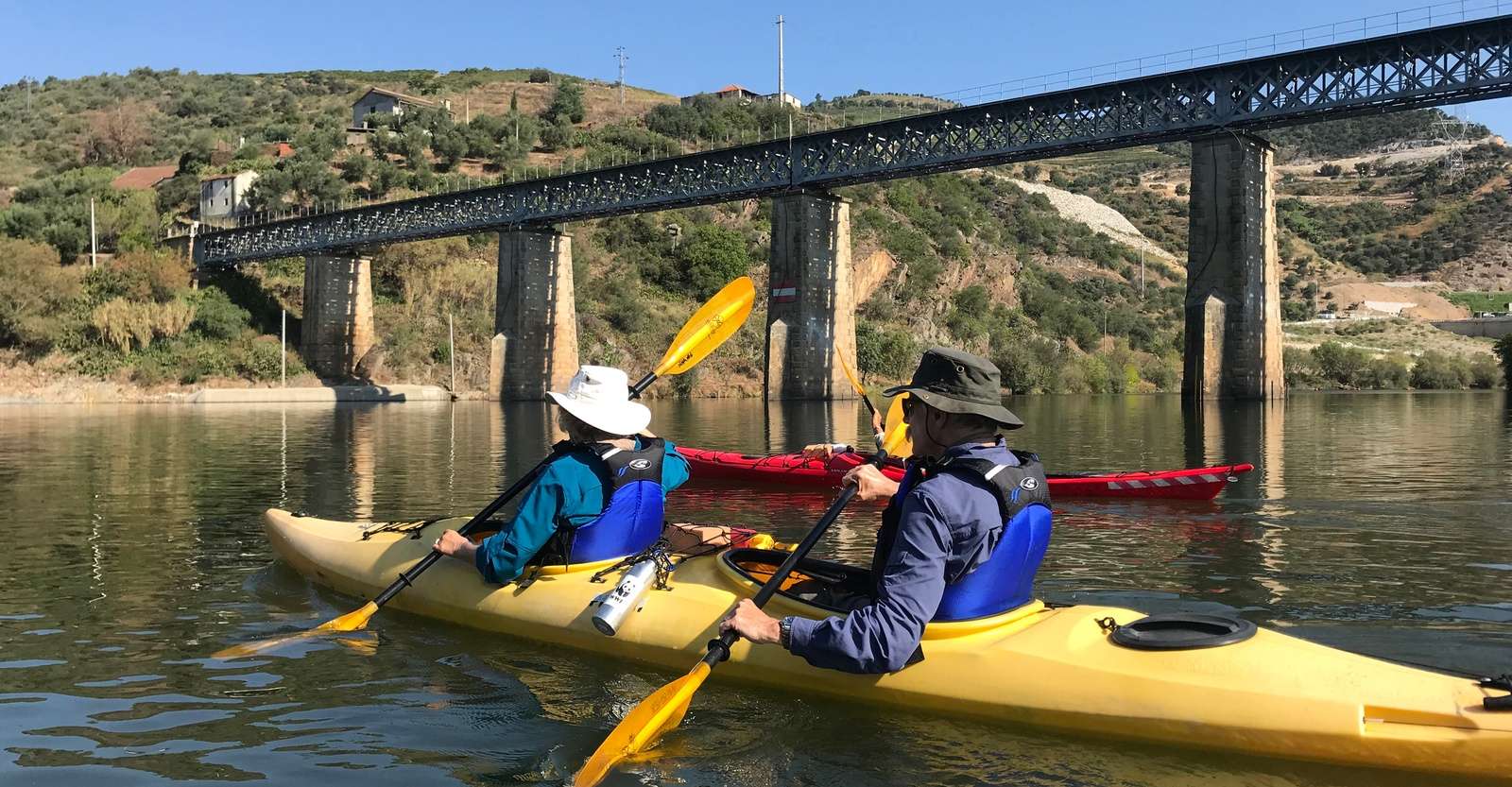 Nat Hab guests kayaking, Douro Valley, Portugal.