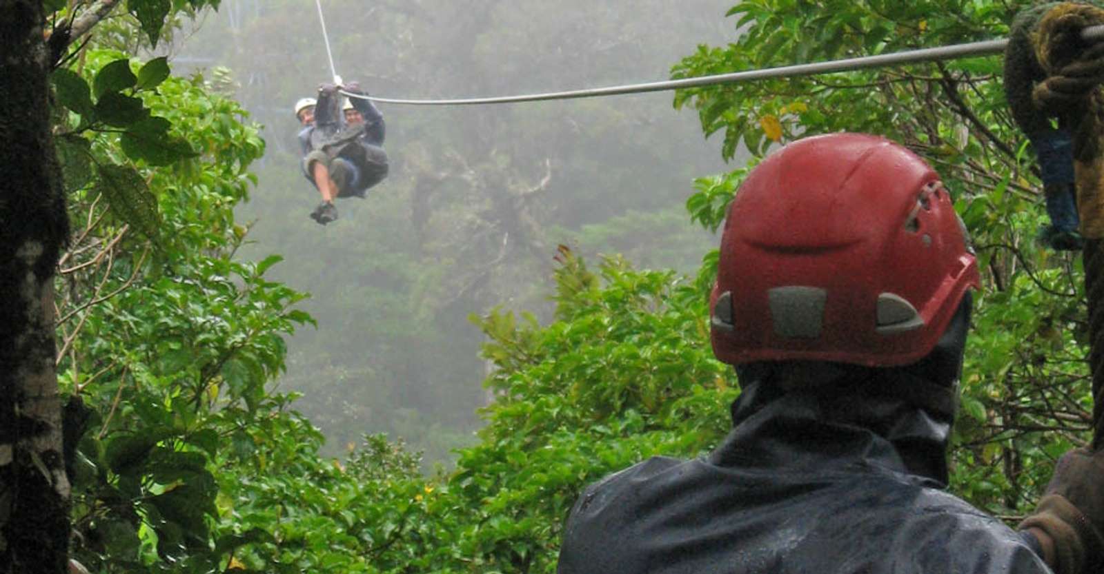 Nat Hab guests zip lining, Monteverde Cloud Forest, Costa Rica.