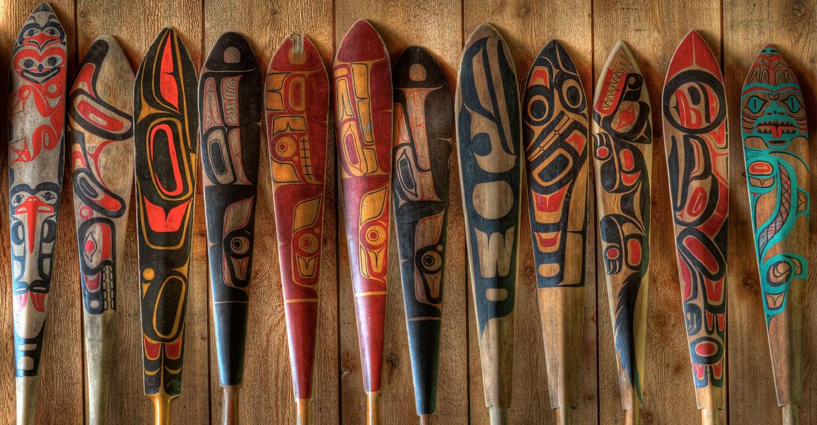 Cedar paddle carvings, Haida Gwaii, British Columbia.