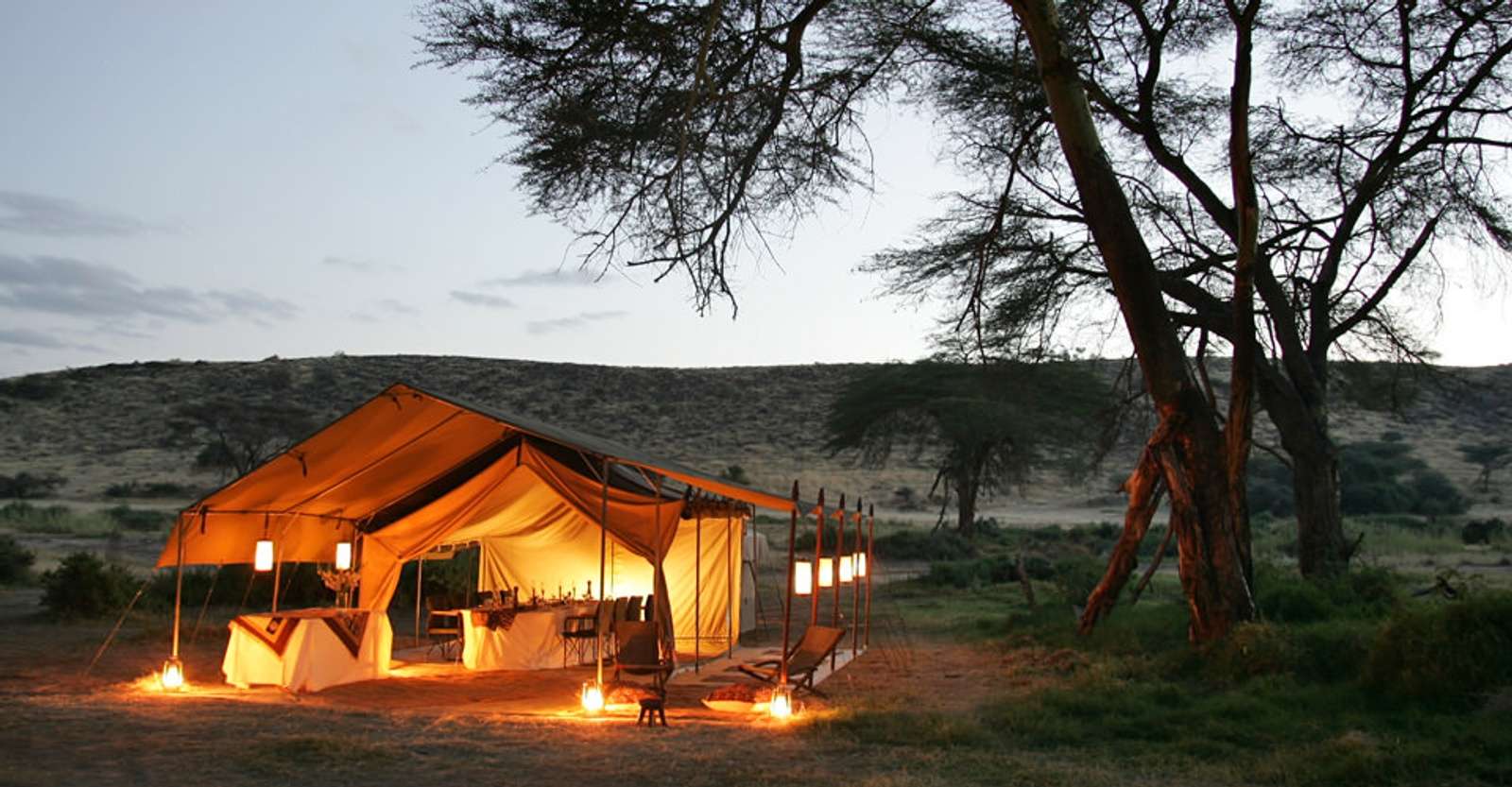 Nat Hab’s Migration Camp dining tent, Maasai Mara National Reserve, Kenya.
