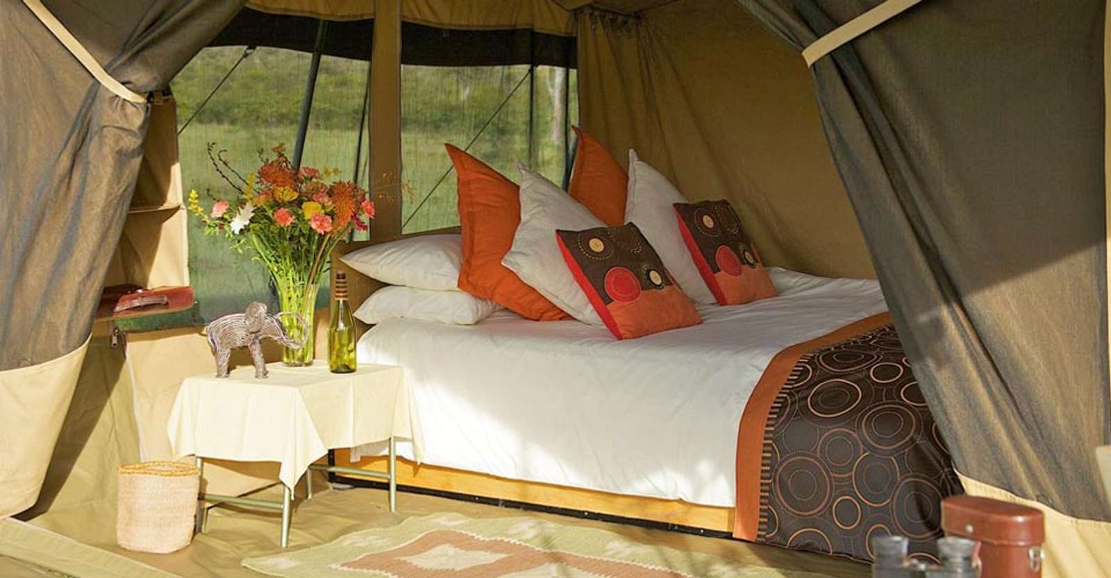 Nat Hab’s Migration Camp bedroom, Maasai Mara National Reserve, Kenya.